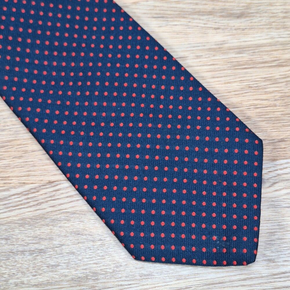 Planteen & Co. Vintage Pride England Navy Red Polka Dot Tie Necktie Mens Classic